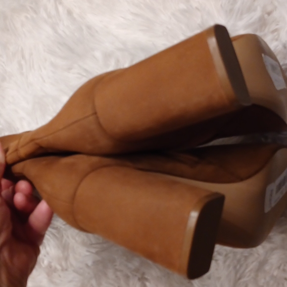 NEW STEVE MADDEN NINNY BOOTS 10M LONG TALL KNEE LENGHT BLOCK CHUNKY HEEL BROWN - Picture 9 of 15